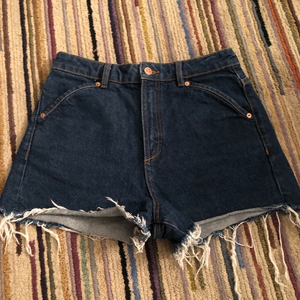 Rag & Bone Dark Denim Distressed Jean Shorts - Picture 2 of 7
